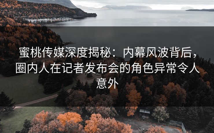 蜜桃传媒深度揭秘：内幕风波背后，圈内人在记者发布会的角色异常令人意外