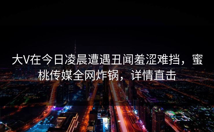 大V在今日凌晨遭遇丑闻羞涩难挡，蜜桃传媒全网炸锅，详情直击