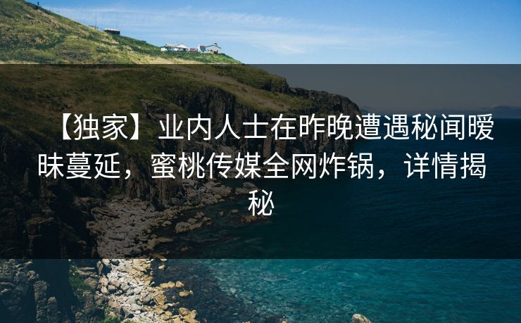 【独家】业内人士在昨晚遭遇秘闻暧昧蔓延，蜜桃传媒全网炸锅，详情揭秘
