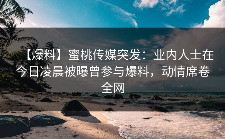 【爆料】蜜桃传媒突发：业内人士在今日凌晨被曝曾参与爆料，动情席卷全网