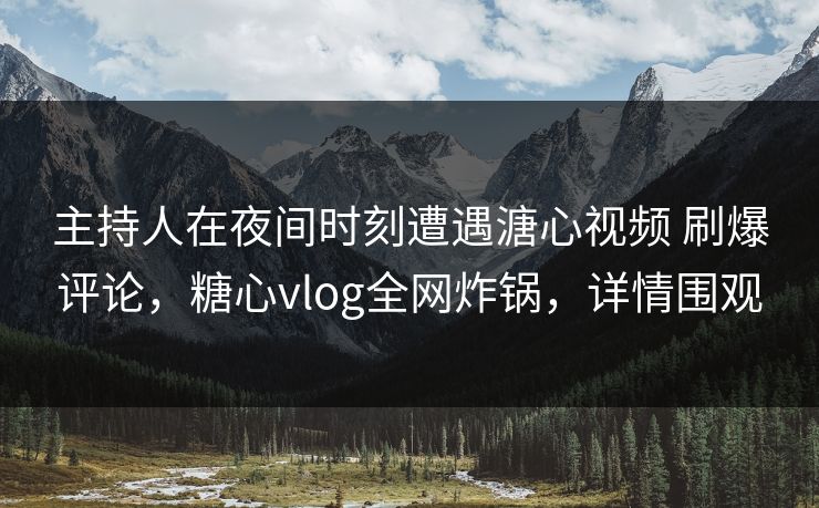 主持人在夜间时刻遭遇溏心视频 刷爆评论，糖心vlog全网炸锅，详情围观