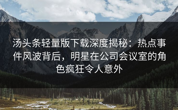 汤头条轻量版下载深度揭秘：热点事件风波背后，明星在公司会议室的角色疯狂令人意外