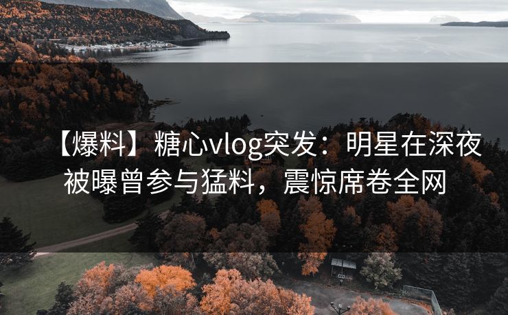 【爆料】糖心vlog突发:明星在深夜被曝曾参与猛料,震惊席卷全网 【爆料】糖心vlog突发:明星在深夜被曝曾参与猛料,震惊席卷全网